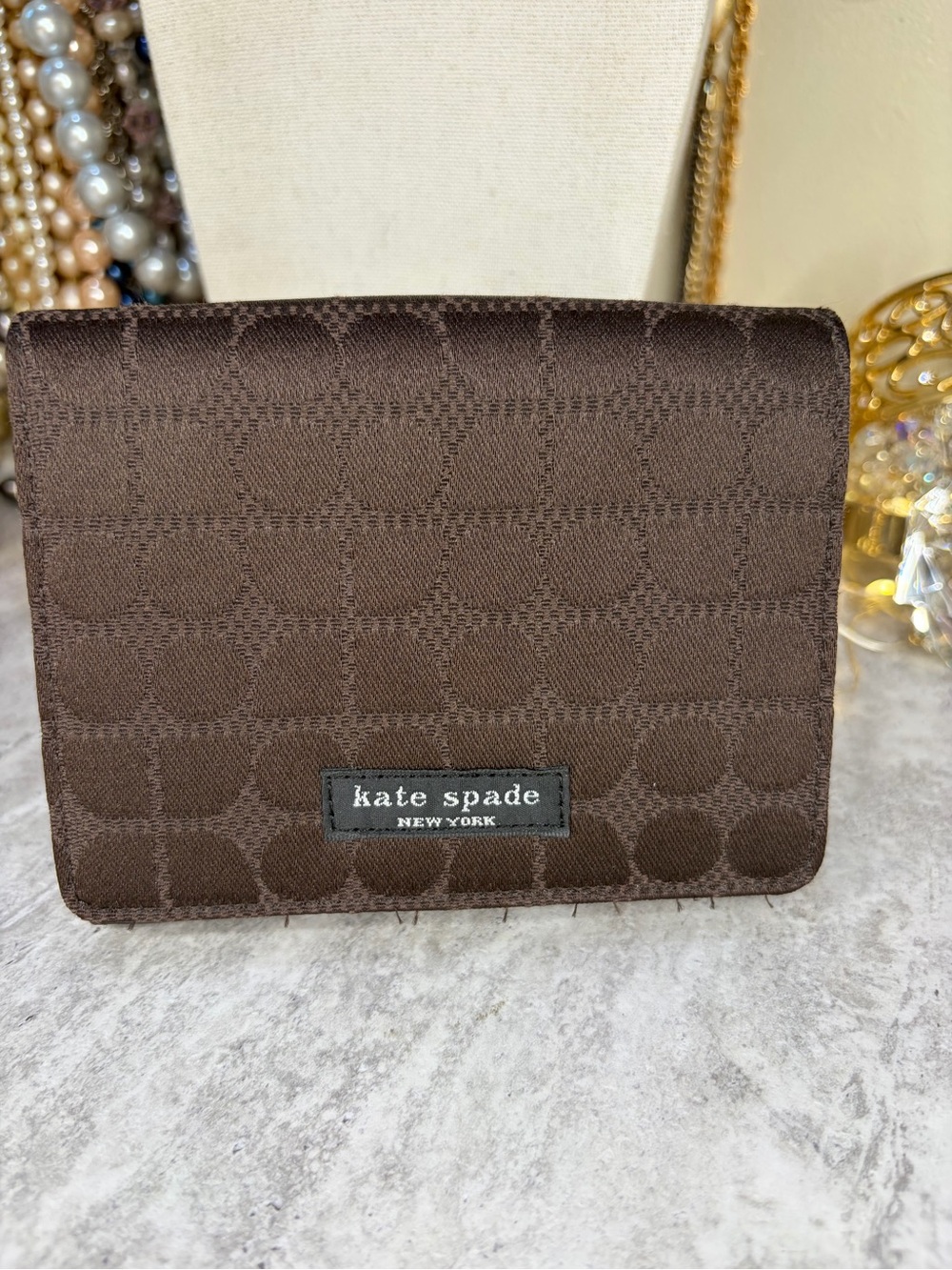 Kate spade brown leather wallet card holder